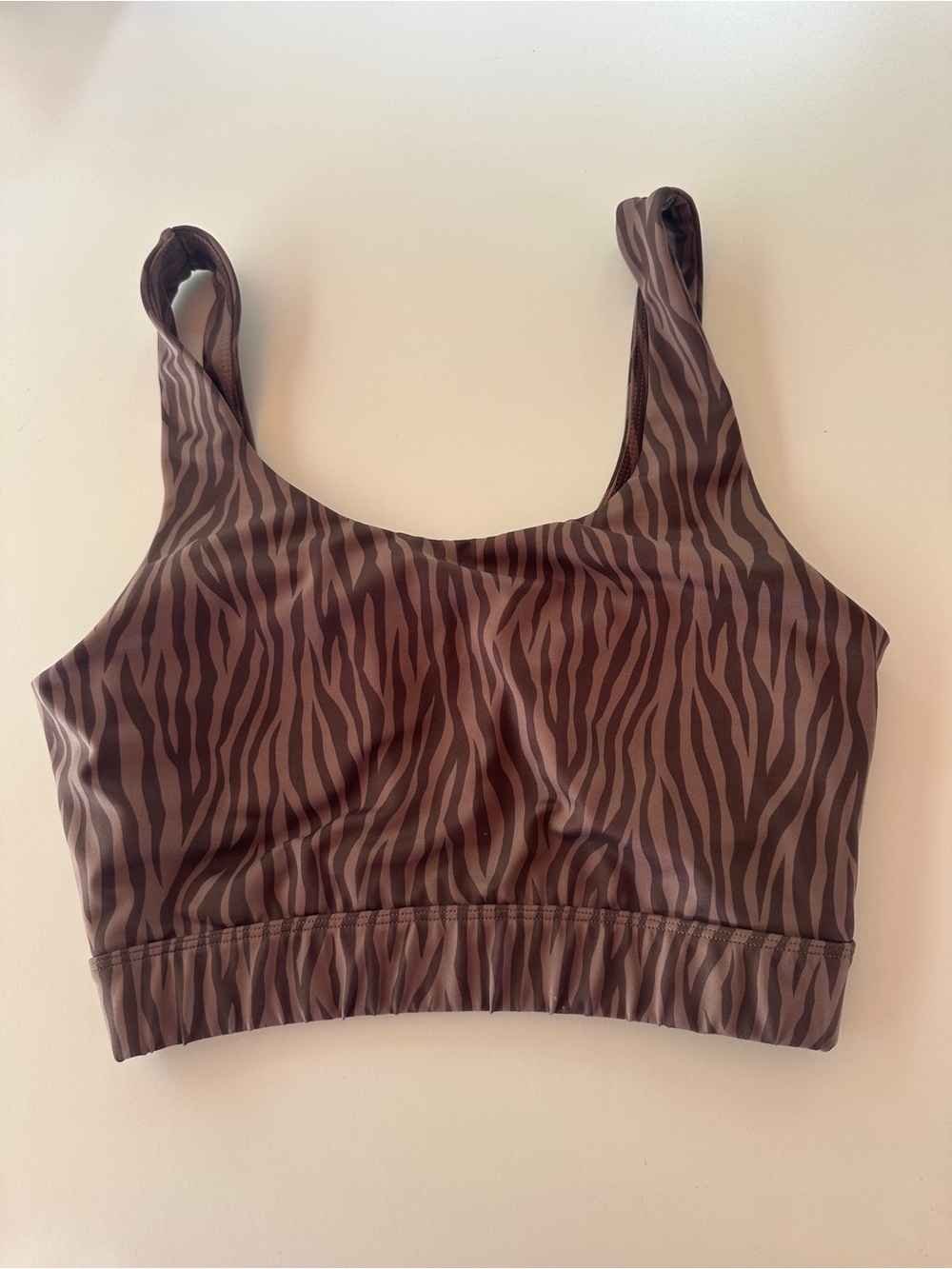 WILO Zebra Print Sports Bra Crop Top Brown